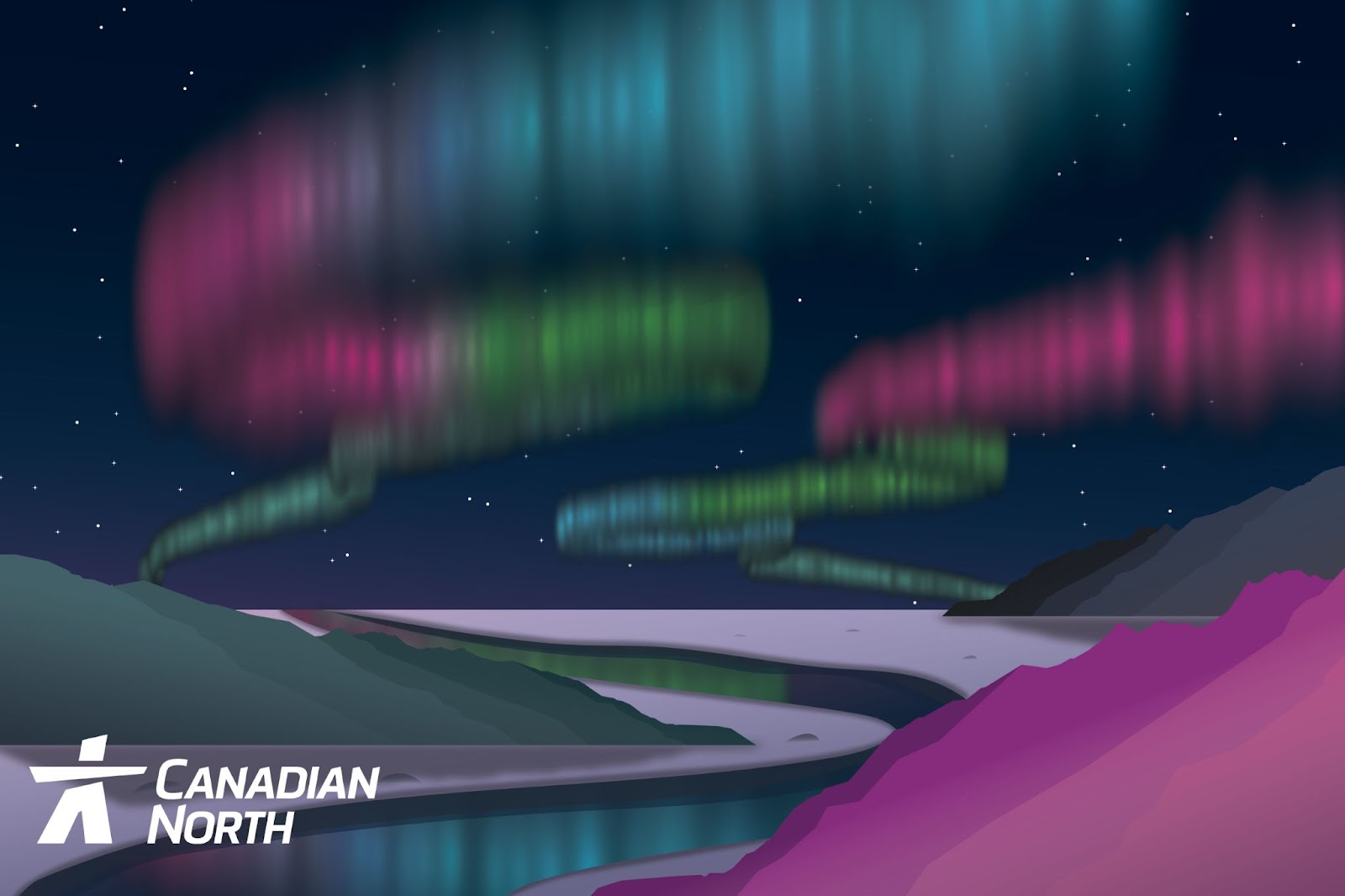 vector drawing of aurora borealis